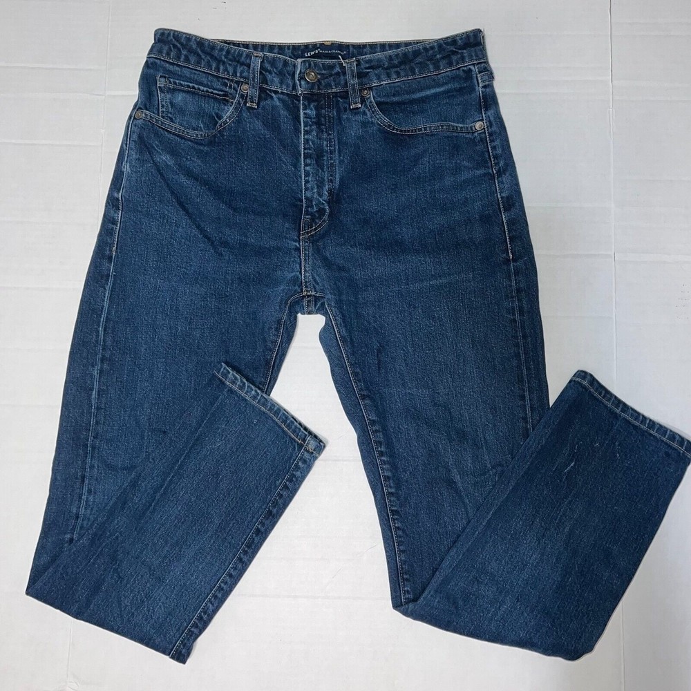 LEVI'S MADE AND CRAFTED SLIM TACK 32X30 BLUE JEANS MADE IN USA (TAGGED 34/34)